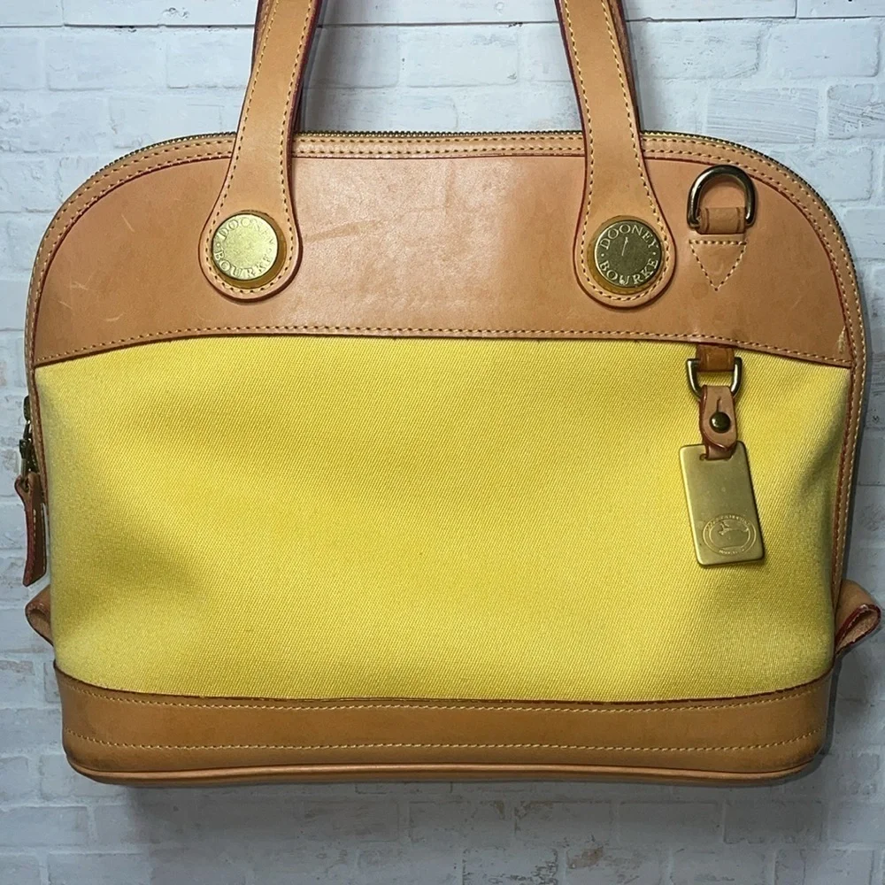 Dooney & Bourke Alma Leather Canvas Satchel Handbag Purse with Removable Strap